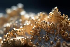 macro coup de une groupe de d'or coraux sur une flou Contexte. génératif ai illustration. photo