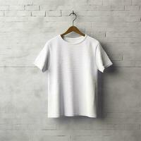 illustration de une blanc plaine T-shirt maquette, ai généré photo