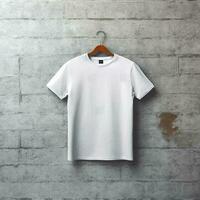 illustration de un blanc plaine T-shirt maquette, ai généré photo