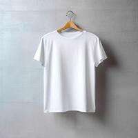 illustration de une blanc plaine T-shirt maquette, ai généré photo