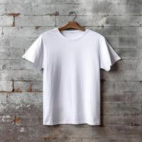 illustration de une blanc plaine T-shirt maquette, ai généré photo