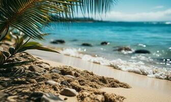 défocalisé scène de une tropical le sable plage. ai généré photo