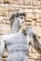 réplique de statue de David par le italien artiste Michel-Ange mis à le piazza della Signoria dans Florence sur 1910 photo