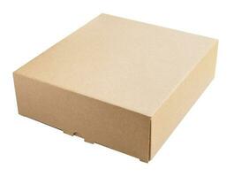 maquette marron papier carton boîte isolé sur blanc Contexte photo