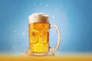 mousseux Bière dans grand verre agresser des stands dans local bar sur fête de la bière, ai généré photo