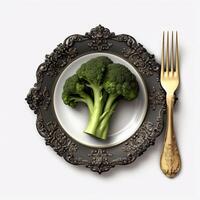 juteux délicieux brocoli mensonges sur magnifique plaque, ai généré photo