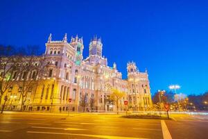 l'Espagne métropole à coucher de soleil, montrant le Madrid horizon photo