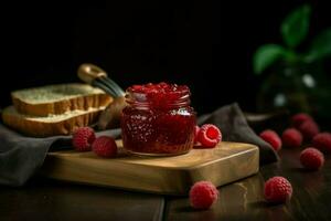 fait maison framboise confiture aliments. produire ai photo