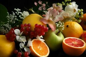 fleur des fruits baie. produire ai photo