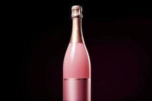 rose Champagne bouteille noir Contexte. produire ai photo