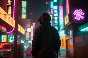 homme tokyo rue nuit. produire ai photo