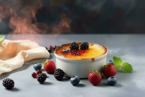 crème brulée baie Français. produire ai photo