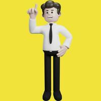 illustration de une tridimensionnel dessin animé personnage. divers gestes. homme d'affaire 3d rendre. photo