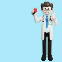 3d le rendu de une dessin animé médecin personnage. illustration de Masculin médecin.présentation agrafe art. photo