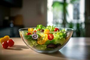 légume salade. en bonne santé petit déjeuner. correct nutrition. en bonne santé aliments. génératif ai technologie. photo