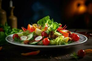 légume salade. en bonne santé petit déjeuner. correct nutrition. en bonne santé aliments. génératif ai technologie. photo