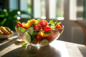 légume salade. en bonne santé petit déjeuner. correct nutrition. en bonne santé aliments. génératif ai technologie. photo