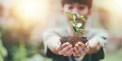 plantation des arbres réduire global réchauffement, prévention et traitement air la pollution , environnemental et écologique campagne ,vert énergie innovation et écologiquement amical énergie La technologie ,économie monde photo