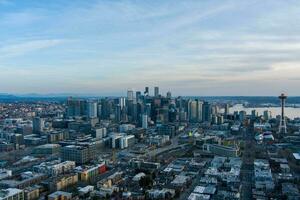 Seattle, Washington horizon à le coucher du soleil photo