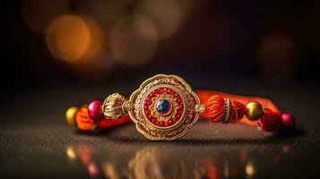 Indien raksha bandhan festival, famille traditionnel vacances. décorations avec fleurs. ai généré. photo