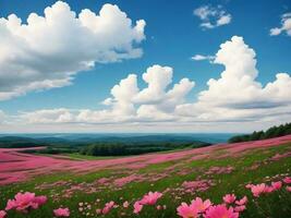 ciel et rose fleurs des nuages magnifique Naturel photo