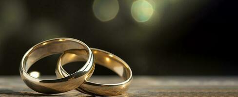 deux engagement mariage cérémonial gemme anneaux avec des pierres, flou Contexte. ai généré. photo