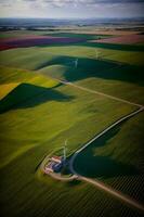 une vent ferme dans le milieu de une vert champ. ai généré photo