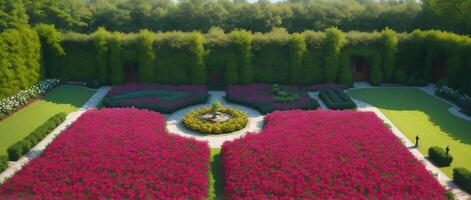 une jardin rempli avec beaucoup de rose fleurs. ai généré photo