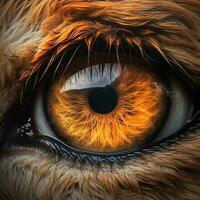 une hyper réaliste photo de alpha Lion œil, ultra instinct, hyper réaliste généré par ai