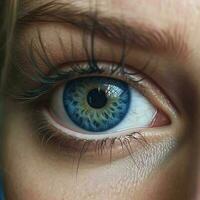 une hyper réaliste photo de bleu femmes yeux généré par ai
