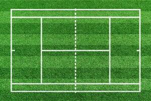 herbe tennis tribunal champ avec blanc ligne modèle. référence pour sport Jeu Contexte. Haut voir. photo