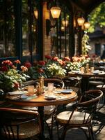 la photographie de Extérieur café dans lumière du jour avec lisse éclairage ai généré photo