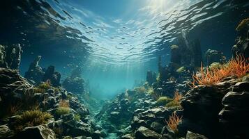 environnement en dessous de le mer ai génératif photo