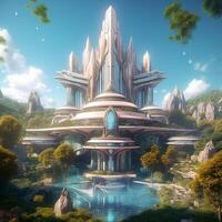 futuriste Château dans utopie ai génératif photo