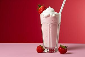 rafraîchissant fraise Milk-shake. ai génératif photo