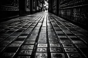 esthétique noir et blanc coup de une côté rue. ai génératif photo