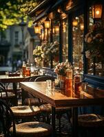 la photographie de Extérieur café dans lumière du jour avec lisse éclairage ai généré photo