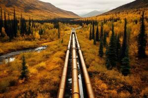 pétrole pipelines par un éloigné terrain. génératif ai photo