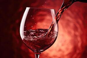 rouge du vin étant versé dans verre de vin. génératif ai photo