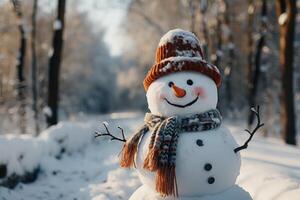 souriant bonhomme de neige. génératif ai photo