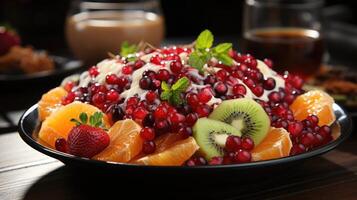 rafraîchissant fruit salade. génératif ai photo