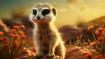 suricate sur garde dans le prairie. génératif ai photo