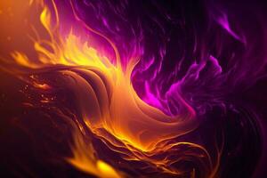 violet et Orange flammes sur noir Contexte. génératif ai photo