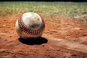 base-ball sur le champ avec pièce pour copie génératif ai photo