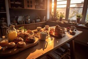 le buffet petit déjeuner attend vous génératif ai photo