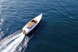 aérien vue de une catamaran navigation dans le Indien océan génératif ai photo