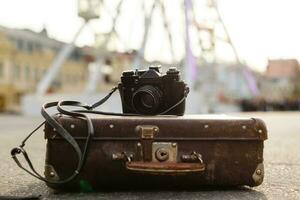 ancien rétro ferris roue Voyage valise photo