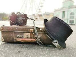 ancien rétro ferris roue Voyage valise photo