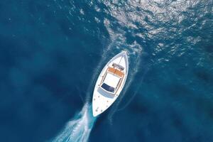 aérien vue de une catamaran navigation dans le Indien océan génératif ai photo