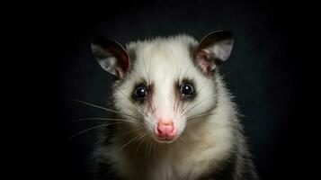 Virginie opossum. studio portrait de une souriant opossum. ai généré photo